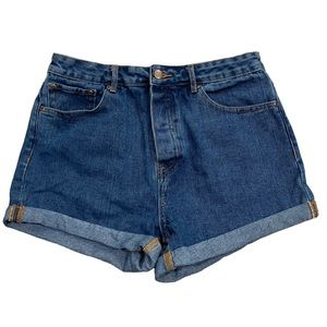 Forever 21 High Waist Button Fly Cuffed Denim Shorts, Jean Shorts, Denim Shorts